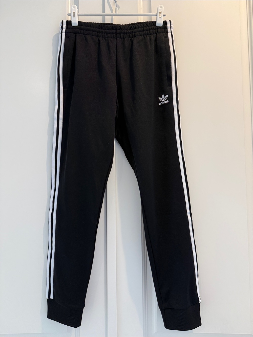 adidas Women’s Black Jogger Sweatpants with White Side Stripes